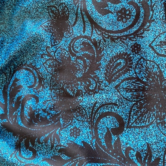 Teal & Black Paisley Print Fit & Flare Dress - Picture 11 of 12